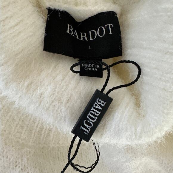 Bardot Lavinia Brushed Long Sleeve Turtleneck Sweater Midi Dress Ivory Size L - Picture 12 of 14